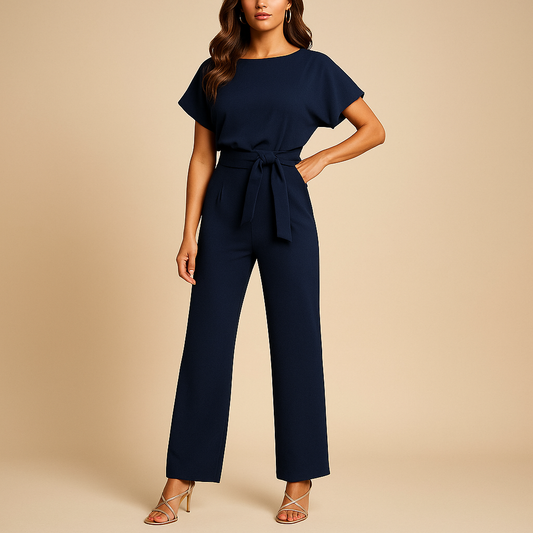 High Waist Jumpsuit for Women Lace Up Detail Tailored Fit Elegant Wear