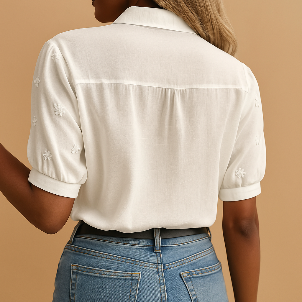 White Elegant Blouse for Women Button Down Tailored Fit Lightweight Wear