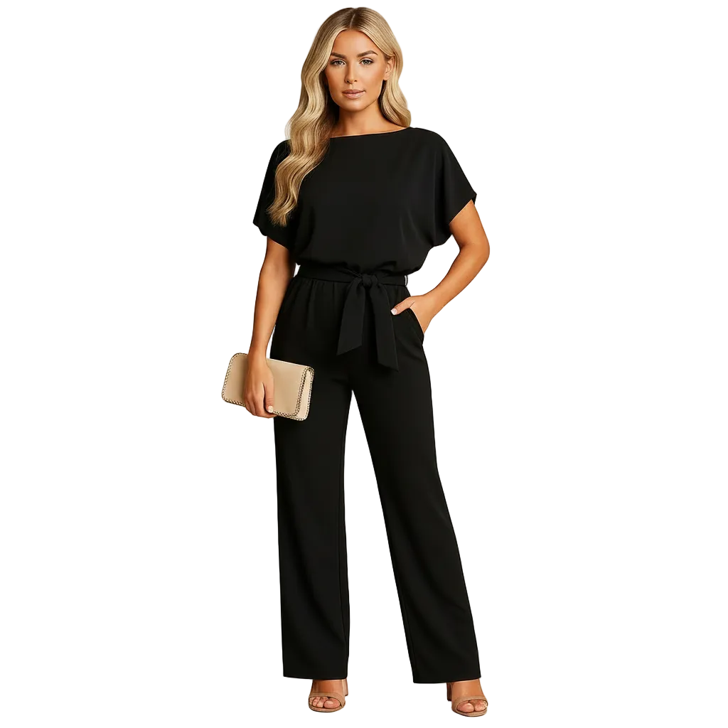 High Waist Jumpsuit for Women Lace Up Detail Tailored Fit Elegant Wear
