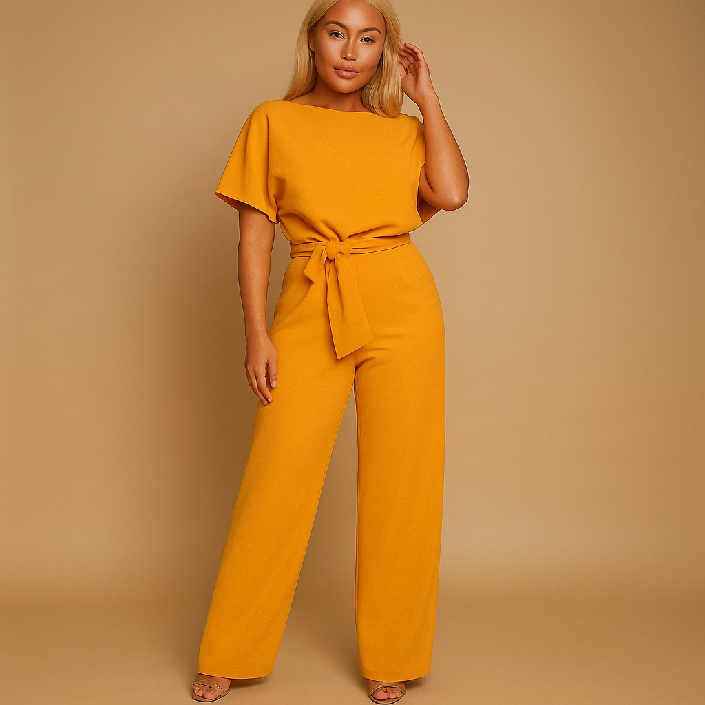 High Waist Jumpsuit for Women Lace Up Detail Tailored Fit Elegant Wear