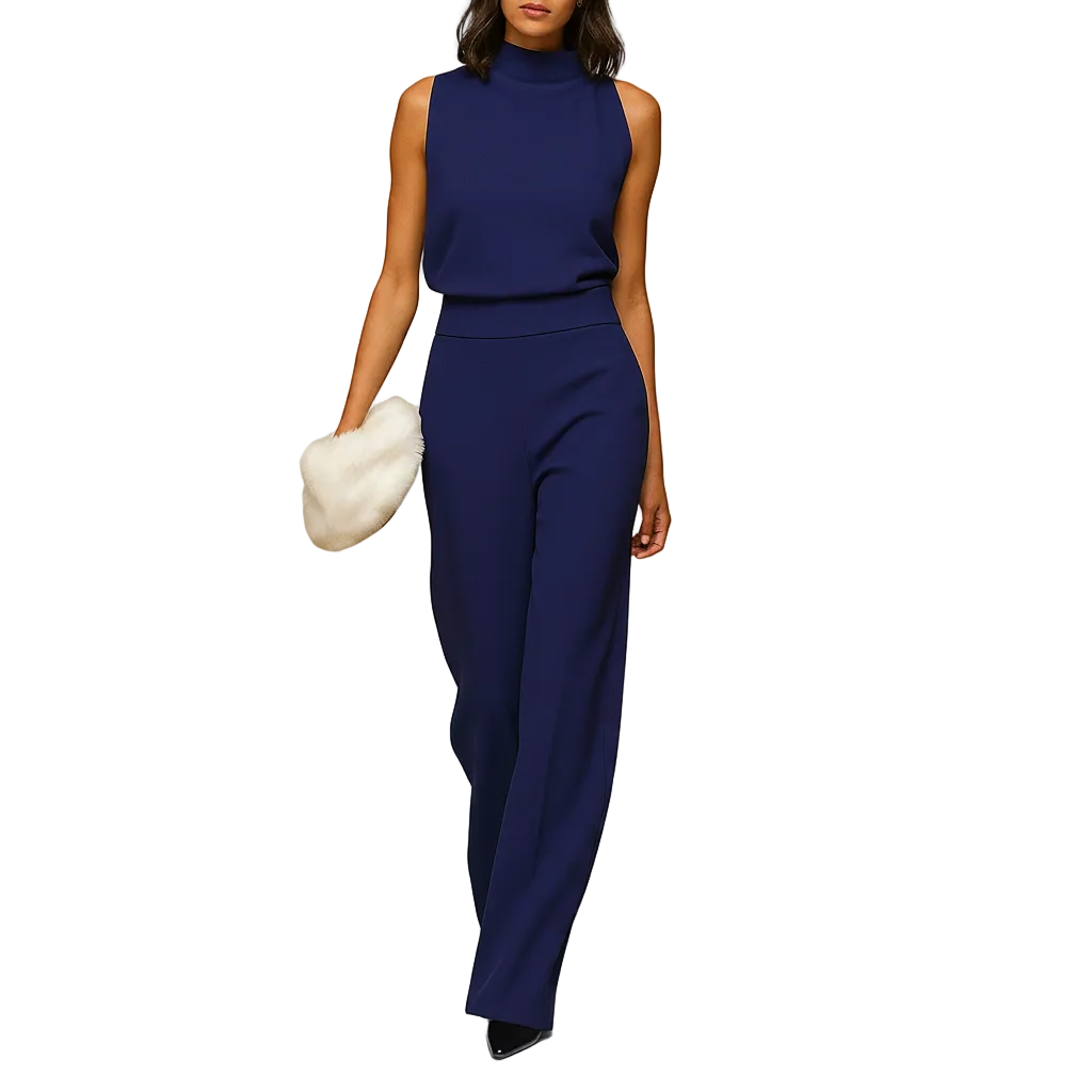 Sleeveless Halter Jumpsuit for Women High Waist Wide Leg Elegant Wear